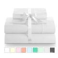 600 Thread Count 100% Cotton Sheet Pure White Queen Sheets Set 4-Piece Long-Staple Combed Pure Cotton Best Sheets for Bed